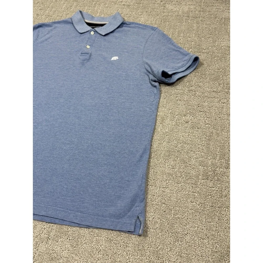 Banana Republic Organic Cotton Pique Polo Shirt Men's Large Blue Short Sleeve
